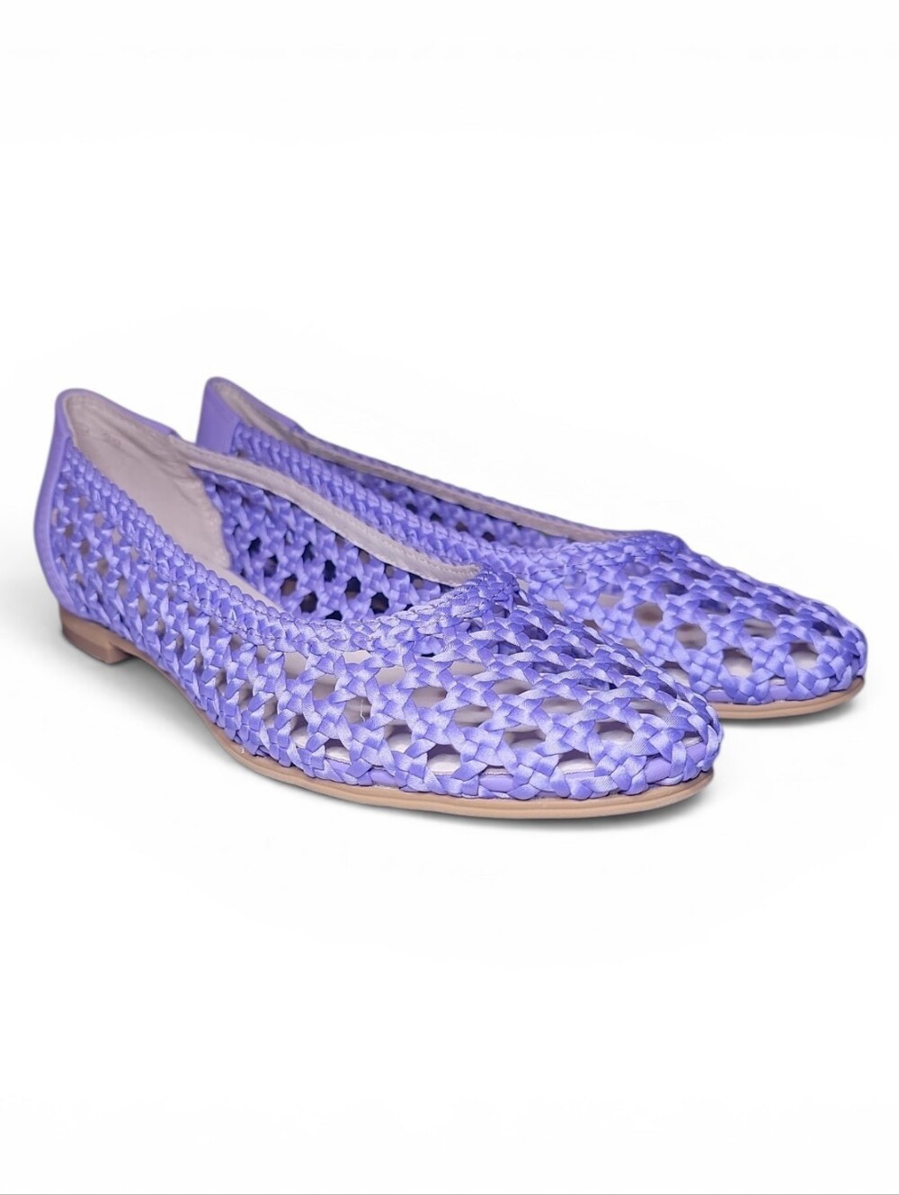 All Black Woven Lady  Light Purple Flats